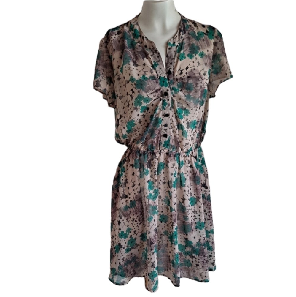 Mimi Chica sheer green floral dress, medium